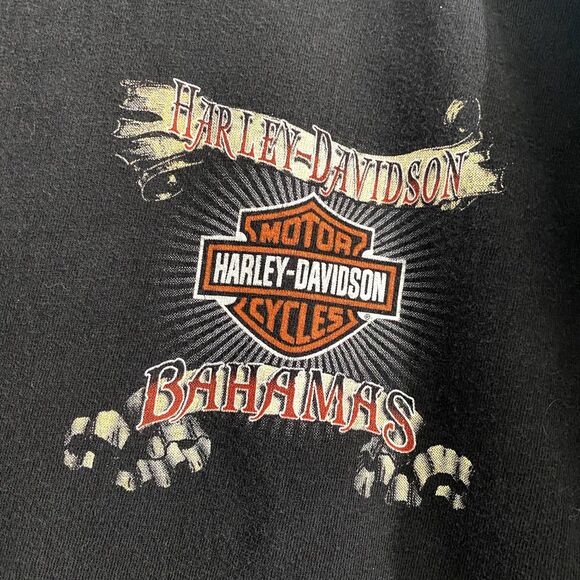 Harley Davidson Motorcycles Bahamas Graphic Tee Black Orange Mens Size XL - Picture 3 of 4
